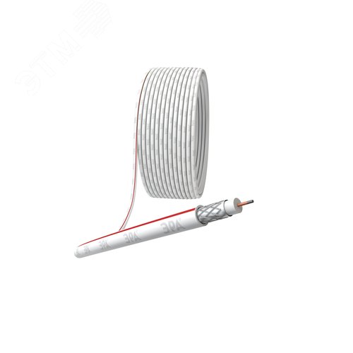 Изображение товара Кабель коаксиальный SAT 50 M 75 Ом CCS, оплётка Al 75% PVC белый 100м ЭРА SIMPLE SL-M-75-PVC100 (м)