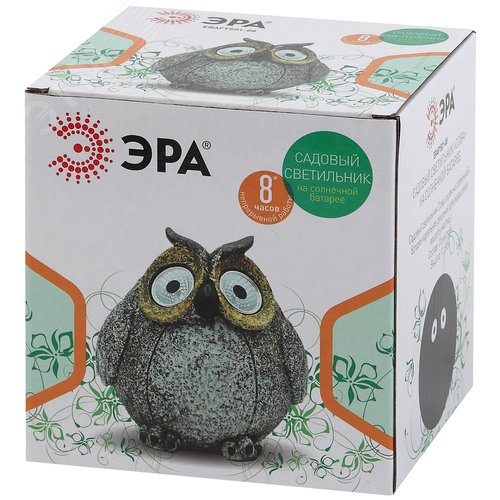 Светильник садовый Сова серая на солнечной батарее, полистоун, 11,5 см ERAFYS01-08 - фото 6