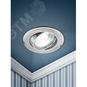 Светильник встраиваемый литой поворотный двойной контур MR16KL22 А SN/CH ,12V/220V, 50W сатин никель/хром (100/2 - фото 2