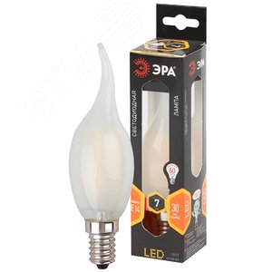Лампа светодиодная филаментная F-LED BXS-7W-827-E14 frost (филамент, свеча на ветру мат., 7Вт, тепл, E14 (10/100/2800)