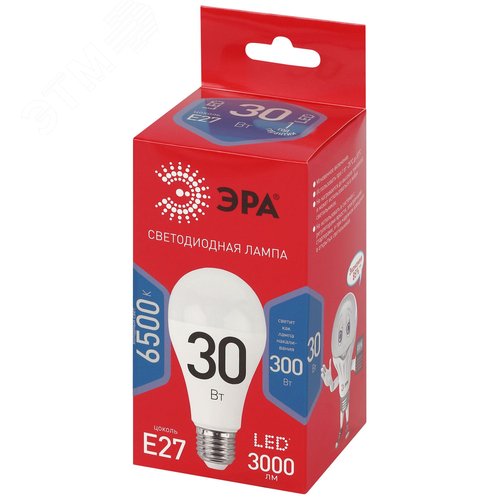 Лампа светодиодная ЭРА RED LINE LED A70-30W-865-E27 R 30Вт груша холодный дневной свет Е27 - фото 3