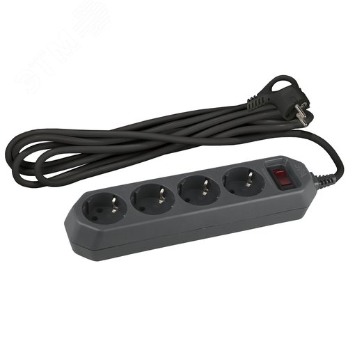 Изображение товара Фильтр сетевой USF-M-4es-1,5m-B с защитой термо с заземлением с выключателем 4 розетки 1,5м 10А черный (шт)