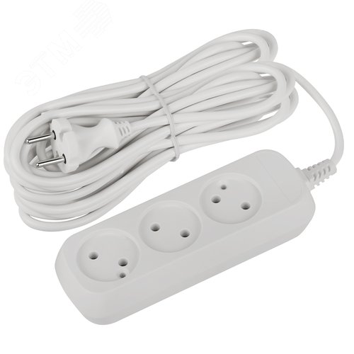 Изображение товара Удлинитель электрический 3 розетки без заземления 10м ПВС 2x1мм2 UDL-10-3100 Greenline (шт)