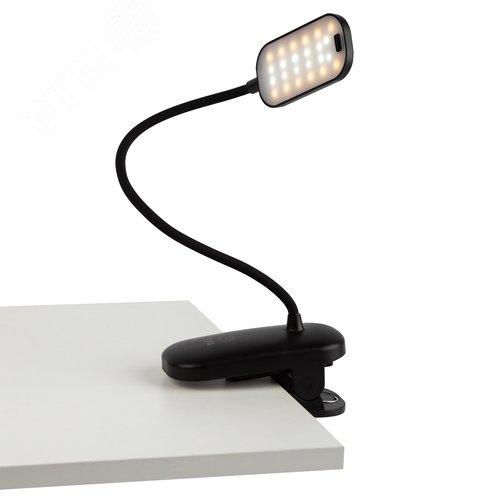 Светильник настольный светодиодный аккумуляторный на прищепке 6Вт черный NLED-525-6W-BK - фото 4