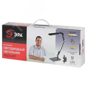 Светильник настольный светодиодный NLED-497-12W-BK на струбцине и с основанием черный - фото 2