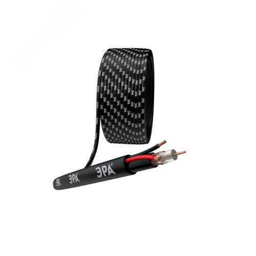 Изображение товара Кабель для аналогового видеонаблюдения КВК-П-2+2x0,75 мм2 бухта 200 метров, чёрный (м)