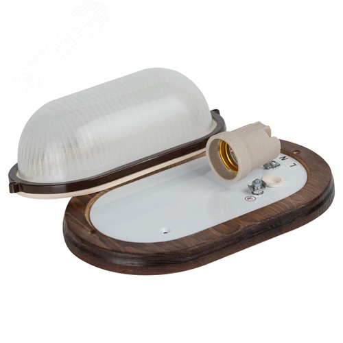 Светильник дерево орех, плафон стекло, под лампу с цоколем Е27 НБО 04-60-021 - фото 5