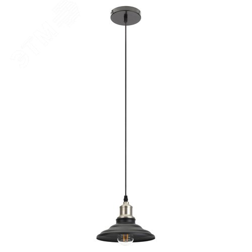 Светильник PL4 BK/BN Подвес металл, E27, max 60W, d203 мм, шагрень черный/темный никель - фото 4