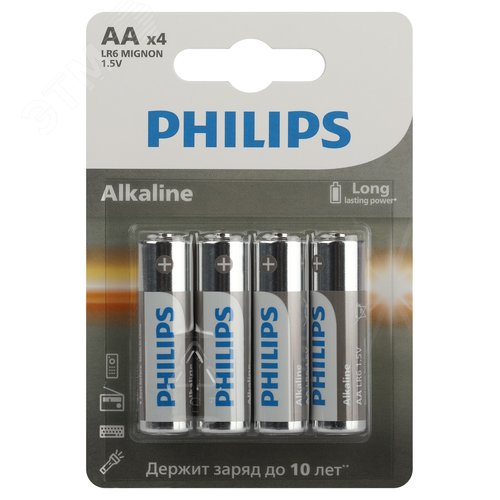 Изображение товара Элемент питания алкалиновый LR6A4B/51 АА 1,5v 4 шт. LR6-4BL Entry (шт)