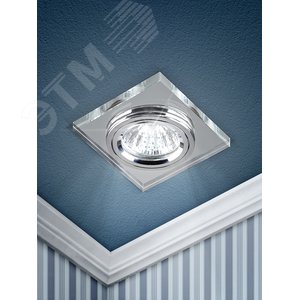 Светильник декор стекло квадрат MR16,12V/220V, 50W, хром/зеркальный DK8 CH/WH - фото 2