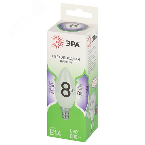 Лампа светодиодная LED 8 Вт 800Лм 6500К свеча холодный E14 220-240В LED B35-8W-865-E14 Green Line - фото 3