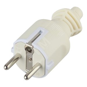 Изображение товара Вилка c/з 16A прямой ввод ПВХ оболочка белая 10/200/6000 V4W (шт)