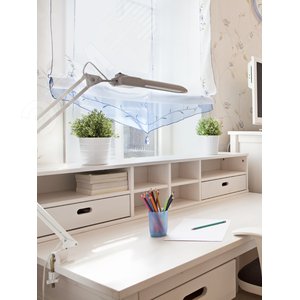 Светильник настольный с лампой PL на струбцине белый NL-201-G23-11W-W - фото 4