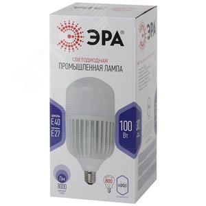 Лампа светодиодная LED 100 Вт 8000Лм 6500К T160 холодный E27/E40 (переходник) 170-265В LED POWER T160-100W-6500-E27/E40 - фото 2