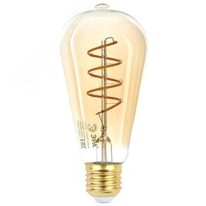 Лампа светодиодная филаментная F-LED ST64-7W-824-E27 spiral gold (филамент, спир зол, 7Вт, тепл, E27) (20/960) Б0047665 ЭРА - 3