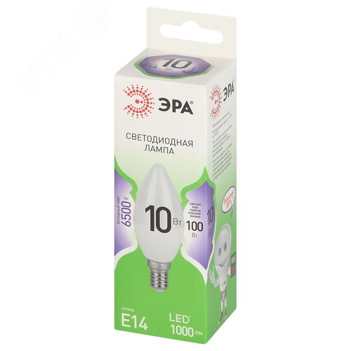 Лампа светодиодная LED 10 Вт 1000Лм 6500К свеча холодный E14 220-240В LED B35-10W-865-E14 Green Line - фото 3