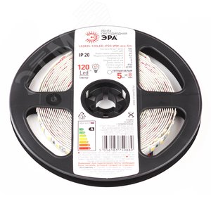 Лента светодиодная 9,6Вт/м 12В 3000К IP20 120LED/м LS2835-120LED-IP20-WW-eco-5м - фото 2
