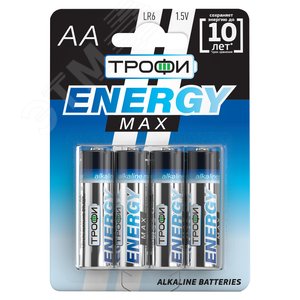 Батарейка Трофи LR6-4BL ENERGY MAX Alkaline (40/640/20480) - фото 1