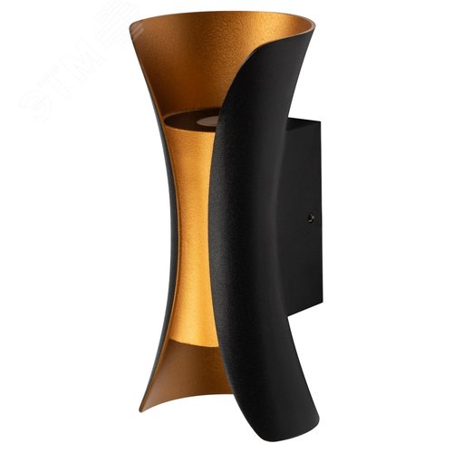 Подсветка декоративная WL42 BK+GD светодиодная 6Вт 3500К черный/золото IP54 для интерьера, фасадов зданий - фото 2