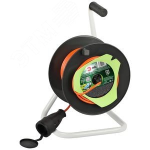 Изображение товара Удлинитель силовой на пластиковой катушке без заземления 1 розетка 50м ПВС 2x1,5мм2 RP-1-2x1.5-50m (шт)