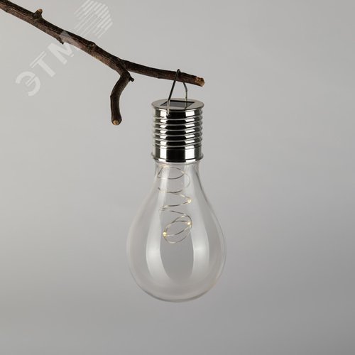 Светильник уличный Груша сталь на солнечной батарее 7,5x7,5x15 см 1 LED ERASF23-27 - фото 1