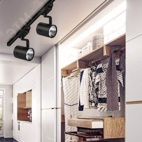 Светильник светодиодный трековый на шинопровод TR1 - 30 BK 30Вт черный COB (10/160) - фото 6