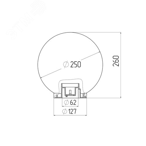 Светильник на опору/кронштейн НТУ 02-60-251 шар белый призма IP44 Е27 max60Вт d250mm - фото 2