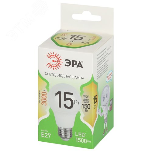 Лампа светодиодная LED 15 Вт 1500Лм 3000К груша теплый E27 220-240В LED A60-15W-830-E27 Green Line - фото 3