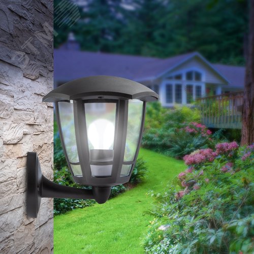 Светильник садово-парковый НБУ 07-40-003 Дели 1 черный 6 гранный настенный IP44 Е27 max60 Вт - фото 6