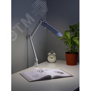 Светильник настольный с лампой PL на струбцине белый NL-201-G23-11W-W - фото 7