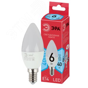 Лампа светодиодная LED 6 Вт 480Лм 4000К свеча нейтральный E14 220-240В LED B35-6W-840-E14 Red Line - фото 1