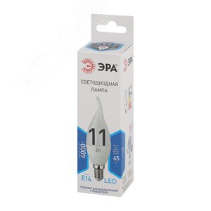 Лампа светодиодная LED BXS-11W-840-E14 (диод, свеча на ветру, 11Вт, нейтр, E14 (10/100/2800) Б0032993 ЭРА - 2