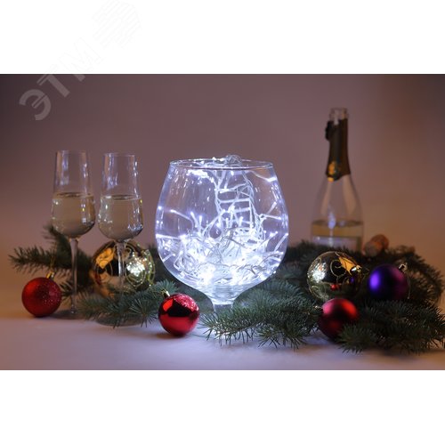 Гирлянда LED Мишура 3 м белый провод, холодный свет, 220 V ENIN - WC - фото 5