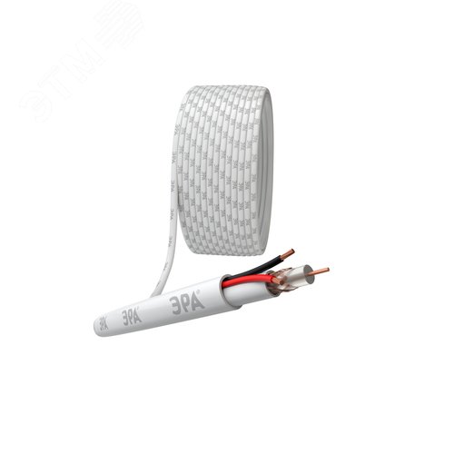 Изображение товара Кабель для аналогового видеонаблюдения КВК-В-2 +2x0,75 мм2 бухта 200 метров, белый (м)