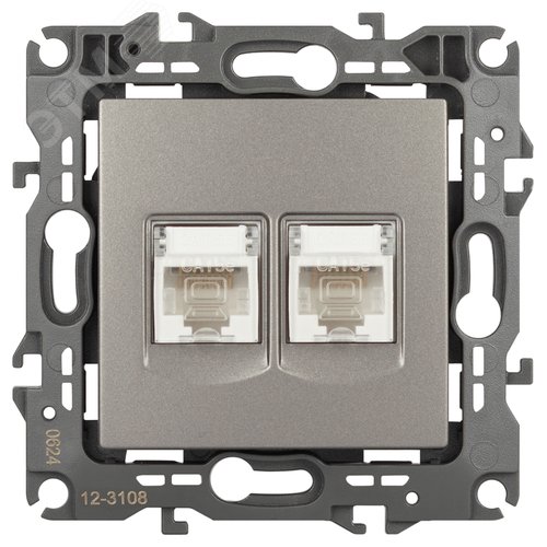 Изображение товара Розетка Серия 12 12-3108-16 информационная двойная 2XRJ45, титан (шт)