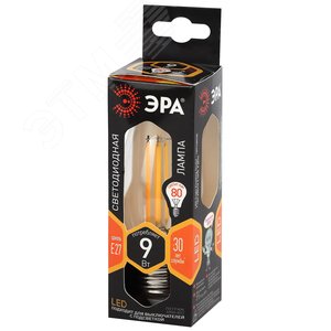 Лампа светодиодная декоративная LED 9 Вт 1170Лм 2700К свеча, филамент теплый E27 230В F-LED B35-9w-827-E27 - фото 2