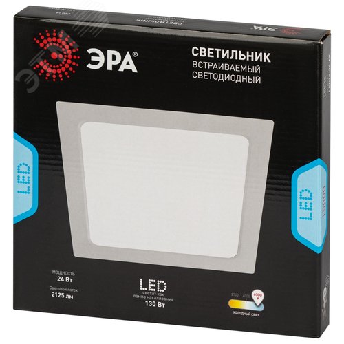 Светильник светодиодный встраиваемый LED 18-24-6K квадратный 24Вт 6500К - фото 7