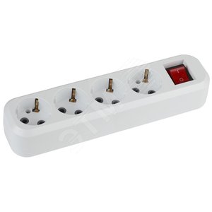 Изображение товара Колодка 4 гнезда, зазeмление, выключатель 10/40/1200 KX-4es (шт)