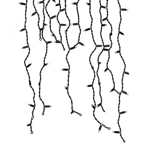 Гирлянда 100LED Бахрома 2 мx0,7 м, желтый свет, черный каучук, 220 В, IP65 ERAPS-BZ1 - фото 6
