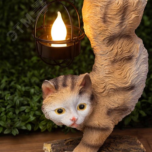 Светильник уличный ERASF22-01 на солнечных батареях садовый Кот Акробат 37 см - фото 6