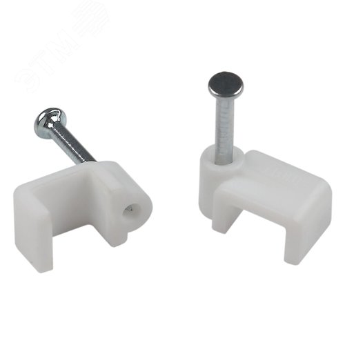 Изображение товара Скоба пластиковая крепежная плоская 9 мм белая NO-225-286 (10 шт/уп) (упак)