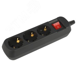 Изображение товара Колодка 3 розетки с заземлением с выключателем черная KX-3es-B (шт)