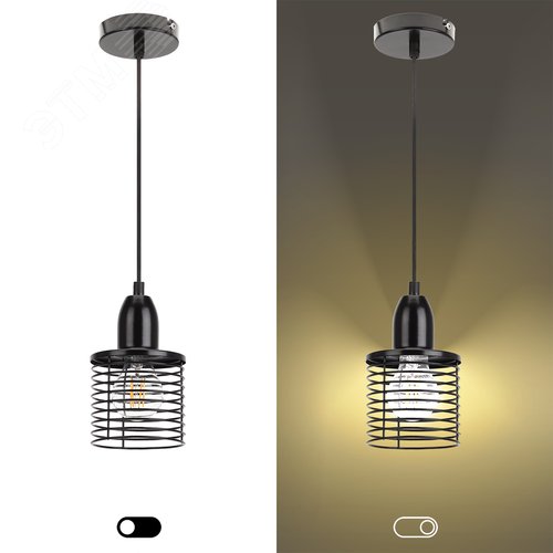 Подвес PL5 BK металл, E27, max 60W, d107 мм, черный (20/300) - фото 10