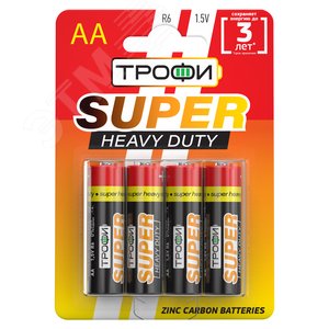 Батарейка Трофи R6-4BL SUPER HEAVY DUTY Zinc (40/720/25920)