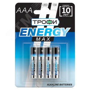 Батарейка Трофи LR03-4BL ENERGY MAX Alkaline (40/960/30720) - фото 1
