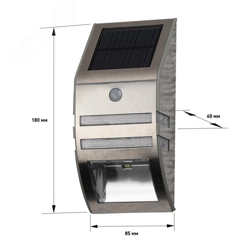 Светильник фасадный Хром, на солнечной батарее, 3 LED, 50 lm ERFS012-26 - фото 4