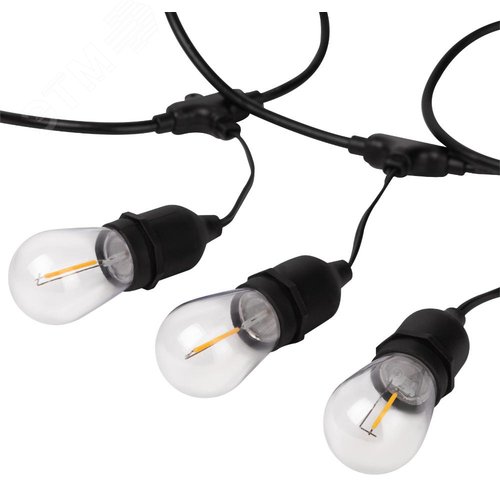 Гирлянда нить Филамент, 4,5 м, длина провода 60 см, 10 LED, теплый белый, E27, каучук, 220В, IP44 ERABL-FIL1 - фото 2