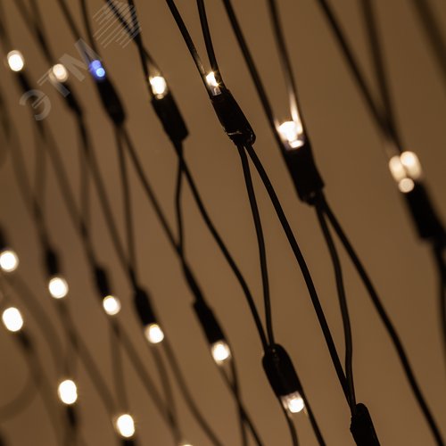 Светодиодная новогодняя гирлянда ERAPS-SKW2 сеть 2x3 м тёплый белый свет 300 LED черн.кауч - фото 2