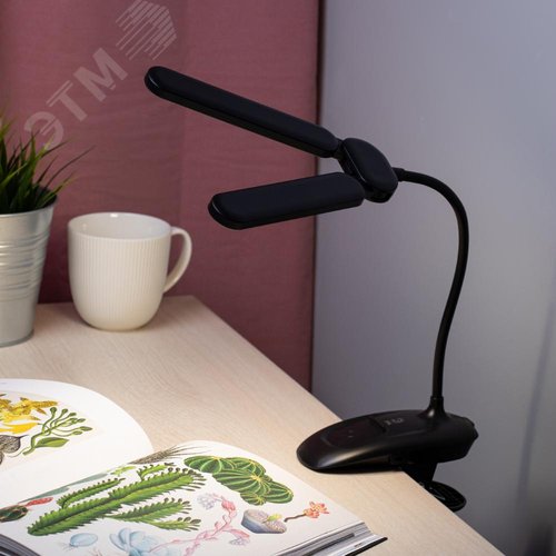 Светильник настольный NLED-512-6W-BK светодиодный аккумуляторный на прищепке черный - фото 8