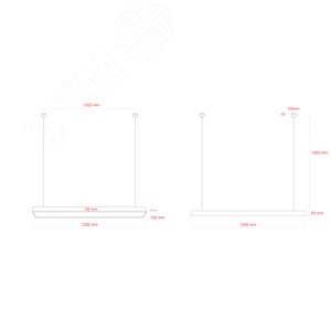 Светильник подвесной светодиодный 36Вт 3000Лм 4000К IP40 1200х100х50 белый Geometria Block SPO-113-W-40K-036 драйвер внутри - фото 2